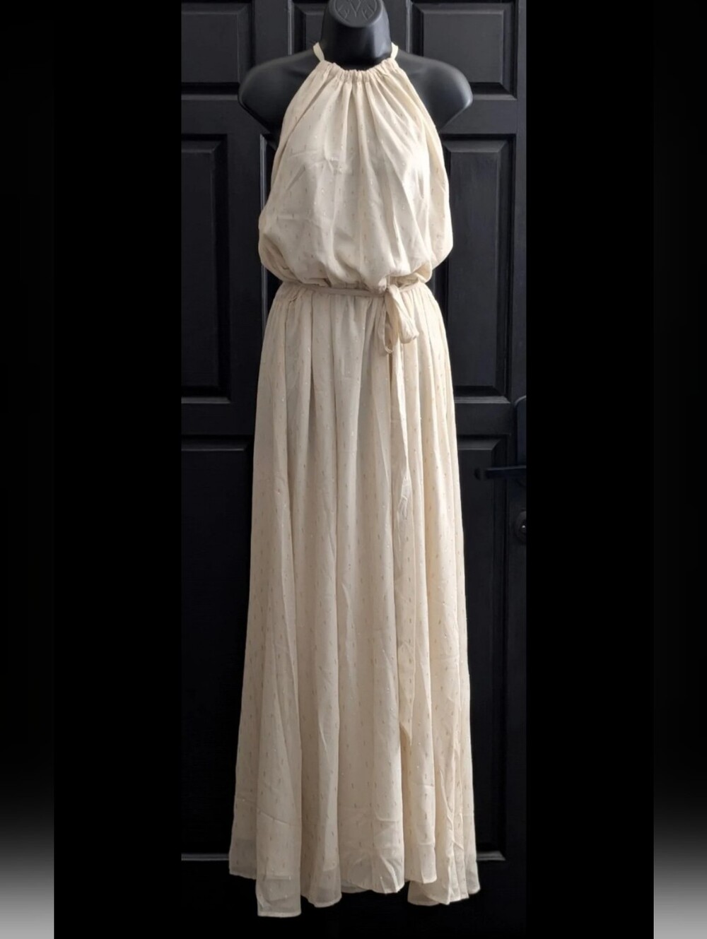 🆕 Women's PLUS SIZE Modcloth Cream & Metallic Fleck Formal Maxi Dress